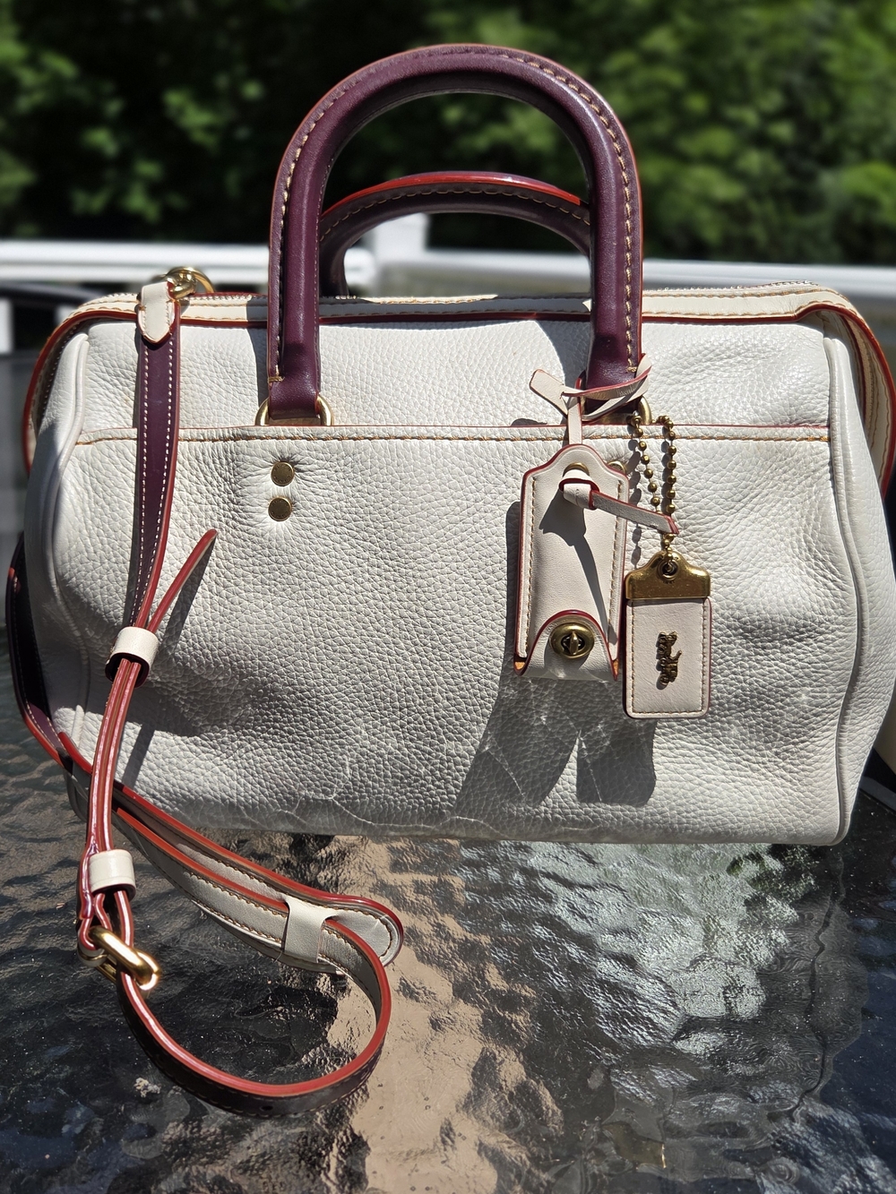 Coach 1941 ROGUE Satchel in Chalk Ivory-Pebbled Glovetanned Leather